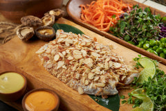 Raw Almond Crusted Branzino