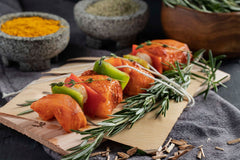 Raw Salmon Skewers
