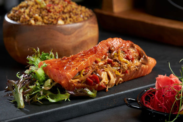 Raw Shitake Mushroom Stuffed Salmon